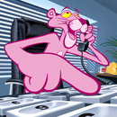 seated pink panther